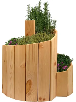 Image de Jardin en spirale pour herbes aromatiques, en bois, dimensions 250 x 68 cm