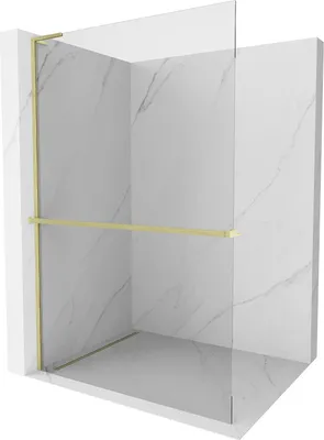 Obrázek produktu pro Mexen Kioto+ L sprchová stěna s poličkou Walk-in 110 x 200 cm, transparentní, kartáčovaná zlatá - 800-110-123-55-00