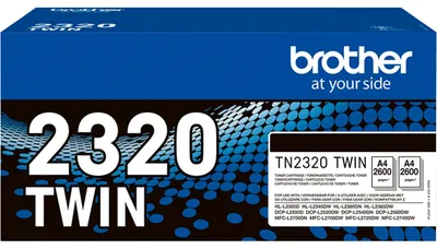 Produktbild von Brother TN2320 TWIN - 2er-Pack - Hohe Ergiebigkeit - Schwarz - original - Tonerpatrone - für Brother DCP-L2500, L2520, L2560, HL-L2300, L2340, L2360, L2365, MFC-L2700, L2720, L2740