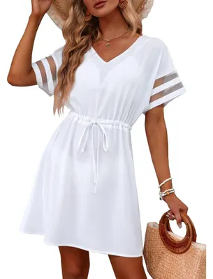 Produktbild von Mini-Strandkleid mit V-Ausschnitt für Damen