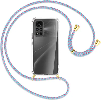 Produktbild von Handykette Backcover-Schutzhülle mit Band (Metall goldfarben) für Honor View 40 Pro (V40 Pro, 6.6'') - pink/mint
