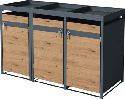 Produktbild von ML-Design box na odpadky se stříškou na květináč pro 3 koše 240L 200x80x124 cm ocelový