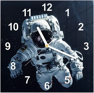 Produktbild von Wanduhr aus Glas mit Motiv Astronaut im All- 30 x 30 cm - inkl. Aufhängesystem