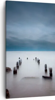 Produktbild von Bild auf Leinwand - Leinwandbild - Einteilig - Wellenbrecher Nebel Nacht - 45x80cm - Wand Bild - Wanddeko - Wandbilder - Leinwanddruck - Bilder - Wanddekoration - Leinwand bilder - PA45x80-4416