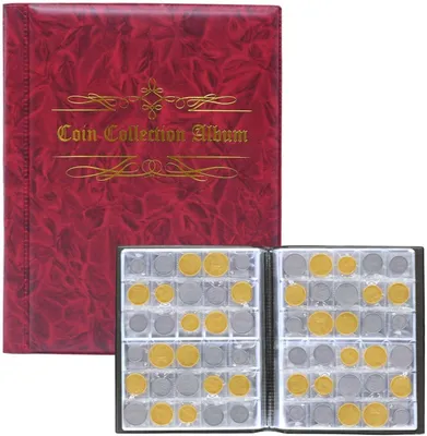 Produktbild von Münzsammleralbum für 480 Münzen, 2-Euro Münzen, Kunstleder, rot, für Münzsammler