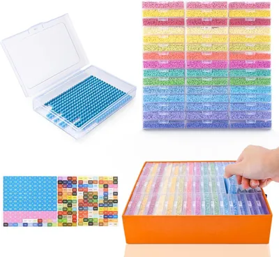 Produktbild von 45 Stück Diamond Painting Zubehör mit Aufbewahrungsboxen