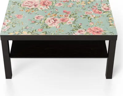 Produktbild von DEQORI Couchtisch 90x55 cm Schwarz 'Tapete mit Blumenmuster' Glas Beistelltisch