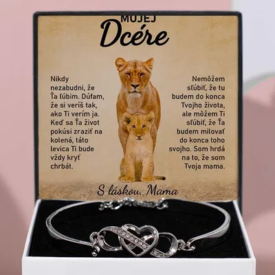 Produktbild von Náramok s citátom Mojej dcére – Vždy si ma ponechaj vo svojom srdci – LILLIA_HEARTBRACELET