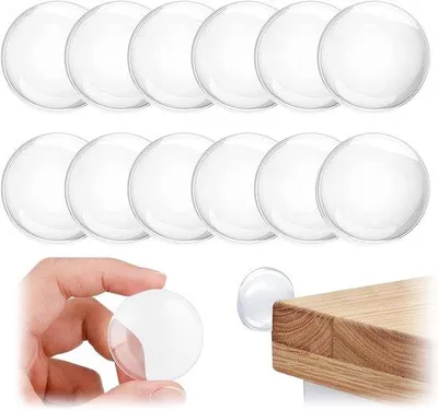 Produktbild von Transparente Türstopper – 12 Stück – Selbstklebende Türstopper – Selbstklebende Wand- und Türschutzplatten – Türschutzplatten – Wandschutzplatten