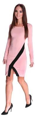 Produktbild von Damen Elegant Kleid Dress Langarm zweifarbig Onesize; S/M; Lachs