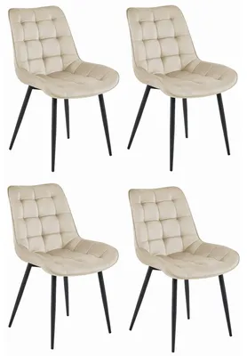 Imagen del producto de Set de 4 Sillas Bera de Terciopelo Beige con Patas Negras