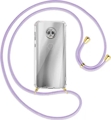 Produktbild von Handykette Backcover-Schutzhülle mit Band (Metall goldfarben) für Motorola Moto G6 - violett