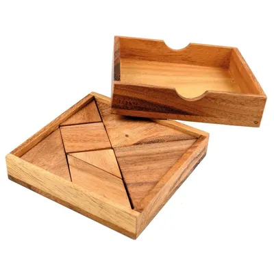 Produktbild von Tangram Brettspiel aus Samena Holz mit 7 Teilen, ab 8 Jahren