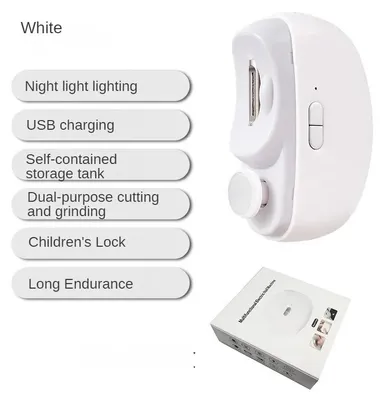 Produktbild von Elektrischer Nagelknipser - 2-in-1 mit Nagelfeile - LED-Licht - USB-C-aufladbar - 2 Geschwindigkeiten - Integrierter Nagelrestebehälter - Weiß