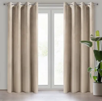 Zdjęcie produktu dla Zasłona welwetowa na przelotkach MELANIE 140X250 beżowa