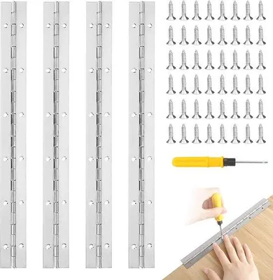 Produktbild von Scharnierband aus Edelstahl - Inklusive Schrauben und Schraubendreher für Möbelprojekte