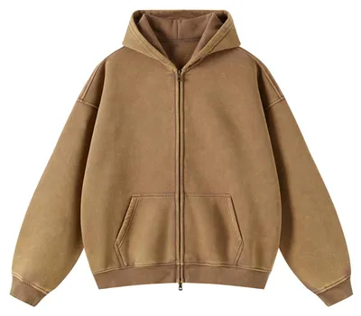 Produktbild von Omgoods – Herren Fleece-Kapuzenpullover mit durchgehenden Reißverschluss – Oversized Hip-Hop-Sweatjacke mit Kapuze
