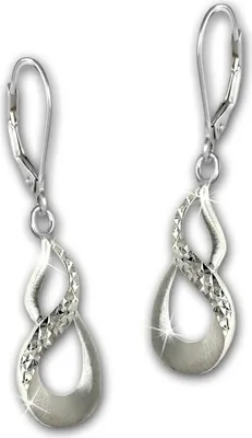 Productafbeelding van SilberDream oorbellen, abstract ontwerp, dames, 925 echt zilver, oorhangers, model SDO4350J