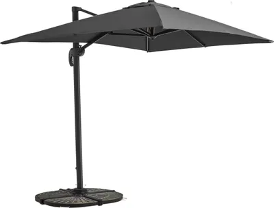Image de Parasol déporté inclinable et rotatif 2x3 m et 4 dalles lestées gris - Oviala Amalya