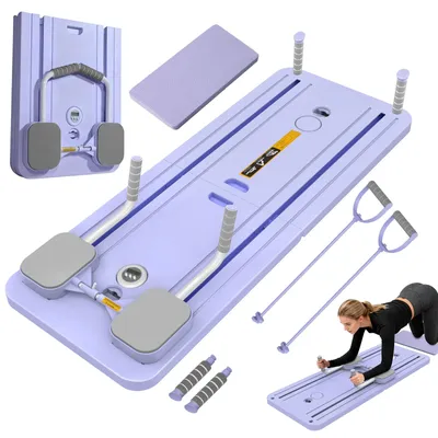 Image de Planche Pilates - Planche pour pompes - Entraînement de l'équilibre - Supports pour coude en EVA - Poignées en mousse - Couleur violette