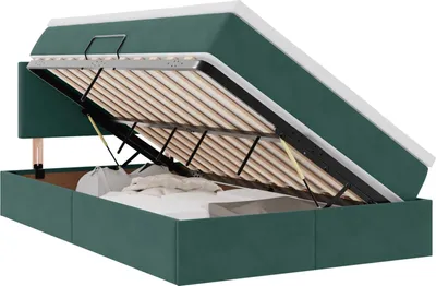 Produktbild von vidaXL Aufbewahrungsbett mit Matratze Dunkelgrün 120 x 200 cm Samt