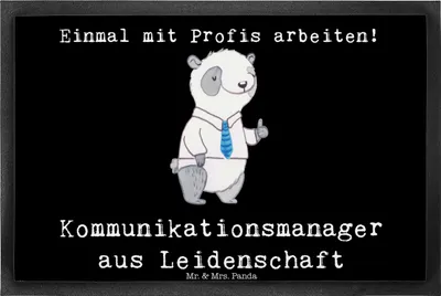 Produktbild von Mr. & Mrs. Panda Schmutzfangmatte Kommunikationsmanager Leidenschaft 40 x 60 cm - Schwarz - Geschenk, Studium, Türmatte, Fußabstreifer, fußmatte, Fussmatte, Lustig