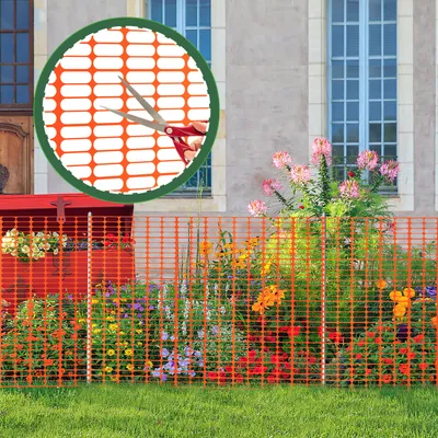 Productafbeelding van Hengda afschermingshek, 1x50 meter, bouwhek met waarschuwingsnet in oranje, mobiel veiligheidshek, kunststof vanghek, flexibel hek