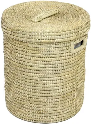 Produktbild von Wäschekorb aus Seegras mit Deckel, Ø 40x50 cm, Wäschesammler, Wäschetonne