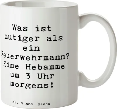 Produktbild von Mr. & Mrs. Panda Geschenktasse Spruch Mutige Hebamme - Weiß - Geschenk, Kakaotasse, Geburtshaus, medizinische Betreuung, Nachsorge, kreative Geschenke, Unterstützung