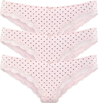 Produktbild von LASCANA Brasilslip rosa-uni, gepunktet, gestreift Größe 36/38