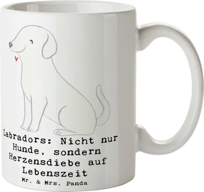 Produktbild von Mr. & Mrs. Panda Kaffeetasse Labrador Herzensdiebe - Weiß - Geschenk, Tasse, Hunderassen Vielfalt, Pott, Familienhund, Becher, Therapiehund, Magie, Hundeliebhaber, Hund