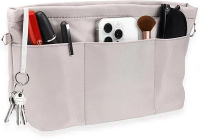 Produktbild von Ultiluxe Tasorganizer - Innenbeutel für Handtaschen - Grau - Wasserfest mit Fächern - 23 x 17,5 x 8 cm