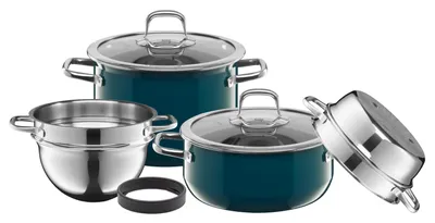 Produktbild von SILIT Compact Petrol 4-teiliges Topfset: Eleganz und Zweckmäßigkeit