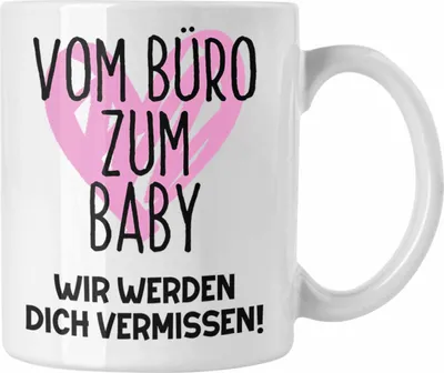 Produktbild von Trendation - Mutterschutz Geschenk Kollegin Tasse Abschied Werdende Mama Abschiedsgeschenk Arbeitskollegin Vom Büro Zum Baby (Weiß)