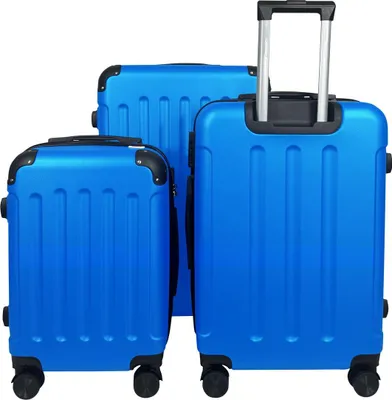 Produktbild von Reisetasche Koffer ABSTasche Trolley (Handgepäck-Mittel-Groß) Zwillingsrollen Hellblau 3er Set (M/L/XL)
