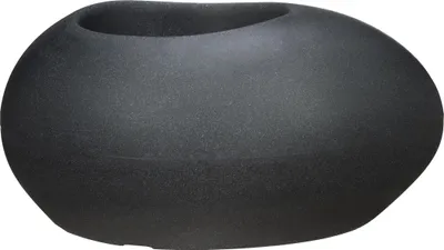 Produktbild von Scheurich Flow 48, Pflanzgefäß/Blumentopf/Pflanzkübel, kieselförmig,  aus Kunststoff Farbe: Stony Black, 48 cm Breite, 37,3 cm Tiefe, 22,8 cm hoch, 6 l Vol.