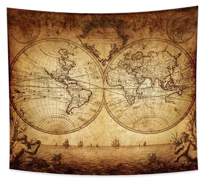 Productafbeelding van Omgoods - Wereldkaart Wandtapijt 150x130 cm voor Decoratie