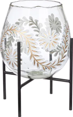 Zdjęcie produktu dla Gilde Windlicht, "Diore", Blumendesign, Glas, klar, , H. 29 cm, D. 14 cm  59111
