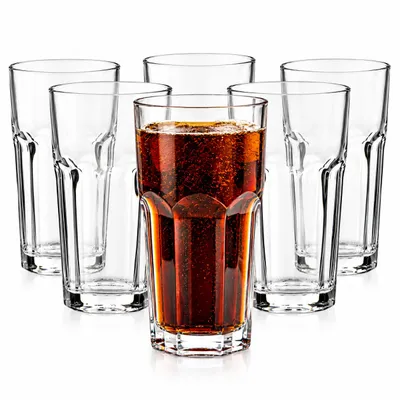 Productafbeelding van 6 cocktailglazen met 6 lepels. 425 ml koffieglazen, theeglazen, longdrinkglazen (met lepels)
