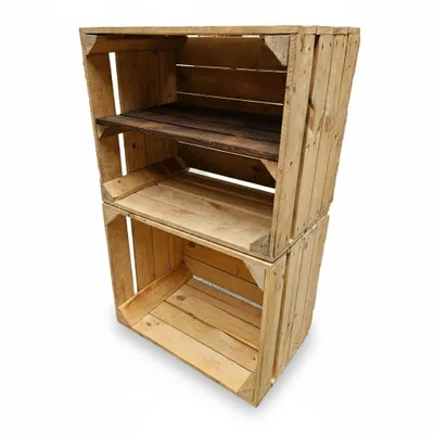 Produktbild von Teramico Obstkisten Natur mit geflammtem Boden Regal Holzkisten Set