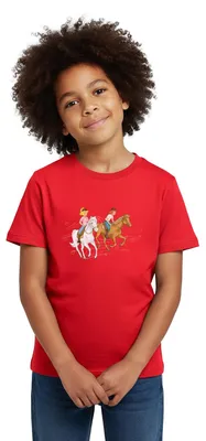 Produktbild von Spreadshirt Bibi Und Tina Ausritt Mit Amadeus Und Sabrina Kinder T-Shirt, 98/104 (3-4 Jahre), Rot