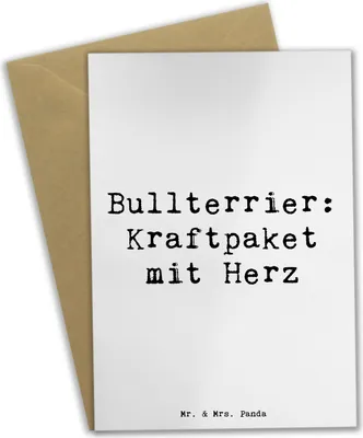 Produktbild von Mr. & Mrs. Panda Beileidskarte Spruch Bullterrier Kraftpaket - Weiß - Geschenk, Hund, Herz, osterkarte, Hunde, Grußkarte, verspielte, Hunderassen Vielfalt, Hunderasse