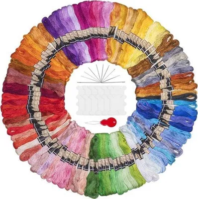 Produktbild von Famanu Stickgarnset 100 Farben - 8 m, 6-fädig, Polyester