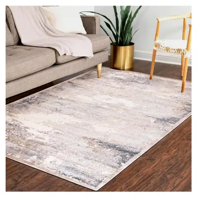 Produktbild von Teppich - Moderner abstrakter Teppich für Wohnzimmer, Schlafzimmer, Esszimmer, Büro - Kurzflor rechteckig - - Beige Grau - 160 x 230 cm