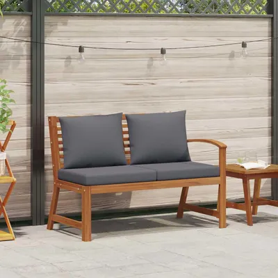 Produktbild von vidaXL Gartenbank 114,5 cm mit Dunkelgrauem Kissen Massivholz Akazie