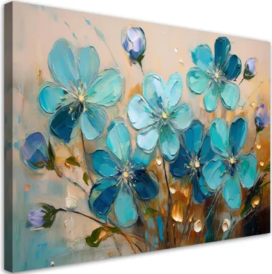 Produktbild von Leinwandbild Türkise Blumen Pflanzen Natur 60x40 Feeby Türkis bild für die wand bereit zum aufhängen