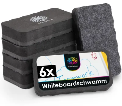 Produktbild von OfficeTree 6 x Whiteboard Schwamm Magnetisch - Schwarz - Whiteboard Reiniger ent