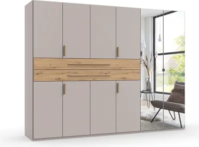 Produktbild von Drehtürenschrank >DIGIT< KASCHMIR / ARTISAN EICHE Nachbildung / SPIEGEL - 270x208x58 (BxHxT)