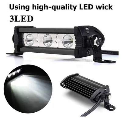 Imagen del producto de Barra LED de 11 cm de alta potencia con iluminación direccional tipo foco, 9W, 3 LEDs, 12V/24V, para motocicletas, vehículos todo terreno (ATV), jeeps, vehículos 4x4, uso off-road y camiones