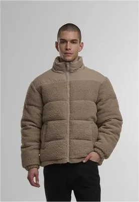 Obrázek produktu pro Pánská bunda Urban Classics Fabric Mix Teddy Puffer Jacket darktaupe - XL